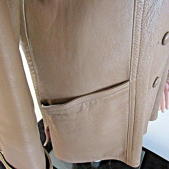 Vintage Jacket Brown Button Lined Leathers New England L 12-14 - Picture 5 of 8